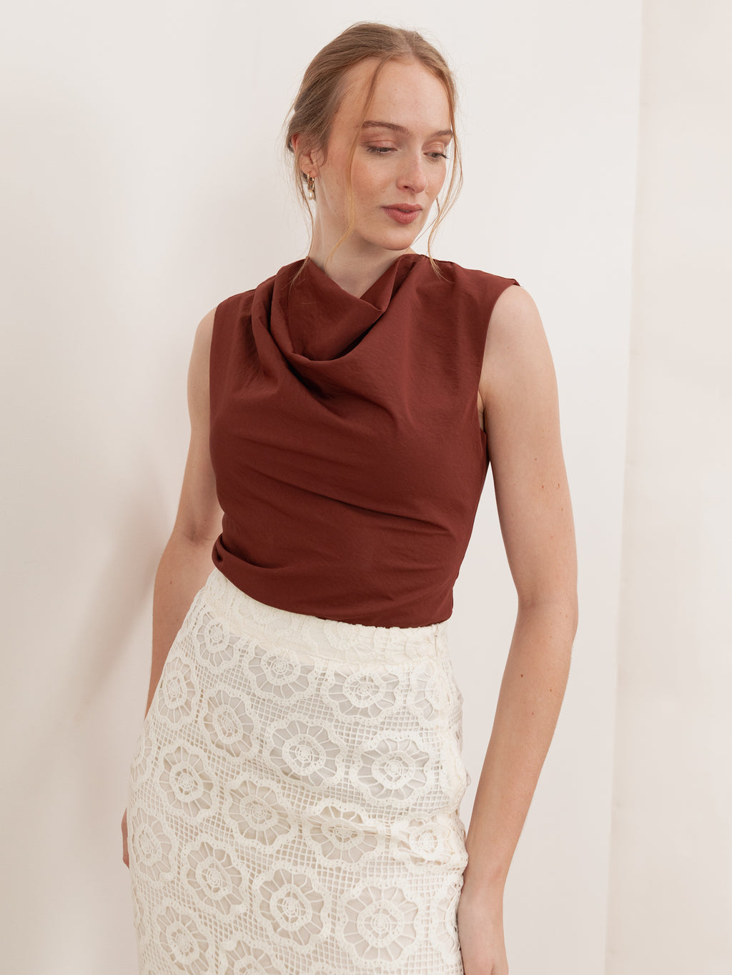 Lovedrobe Cream Crochet Lace Midi Skirt