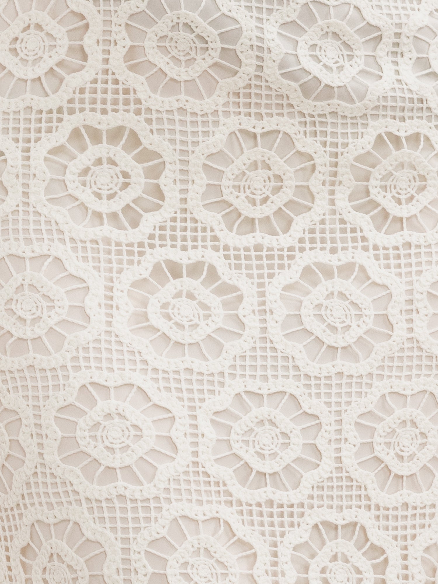Lovedrobe Cream Crochet Lace Midi Skirt