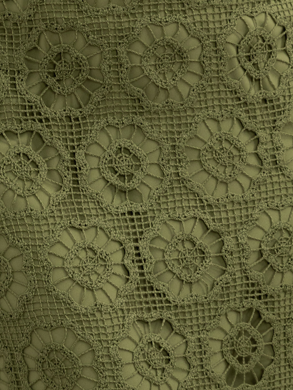 Lovedrobe Khaki Crochet Lace Midi Skirt