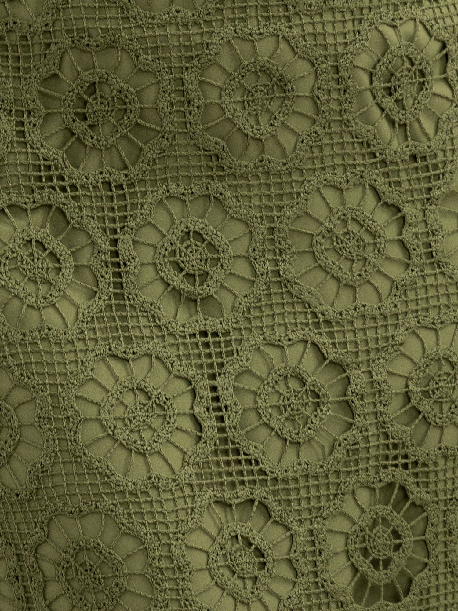Lovedrobe Khaki Crochet Lace Midi Skirt
