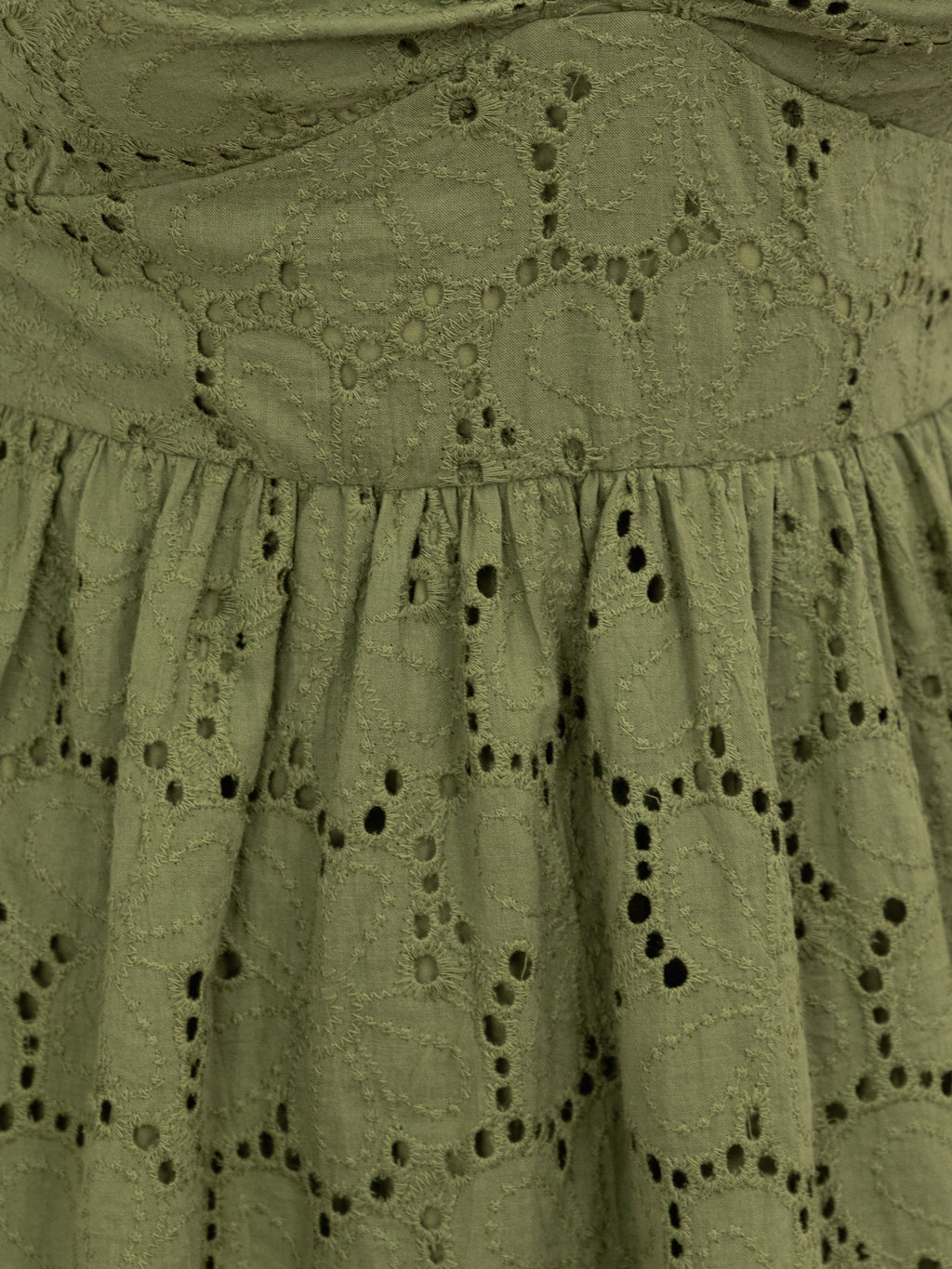 Lovedrobe Khaki Broderie Bow Detail Mini Dress