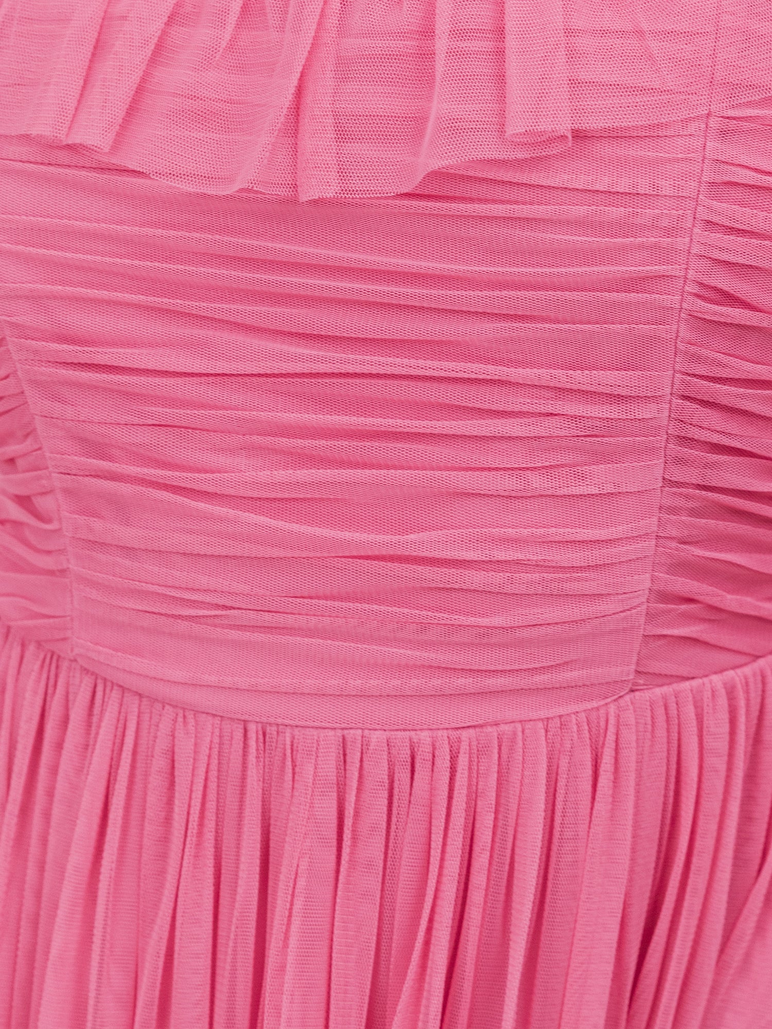 Anaya With Love Recycled Pink Ruffle Square Neck Tulle Midaxi Dress