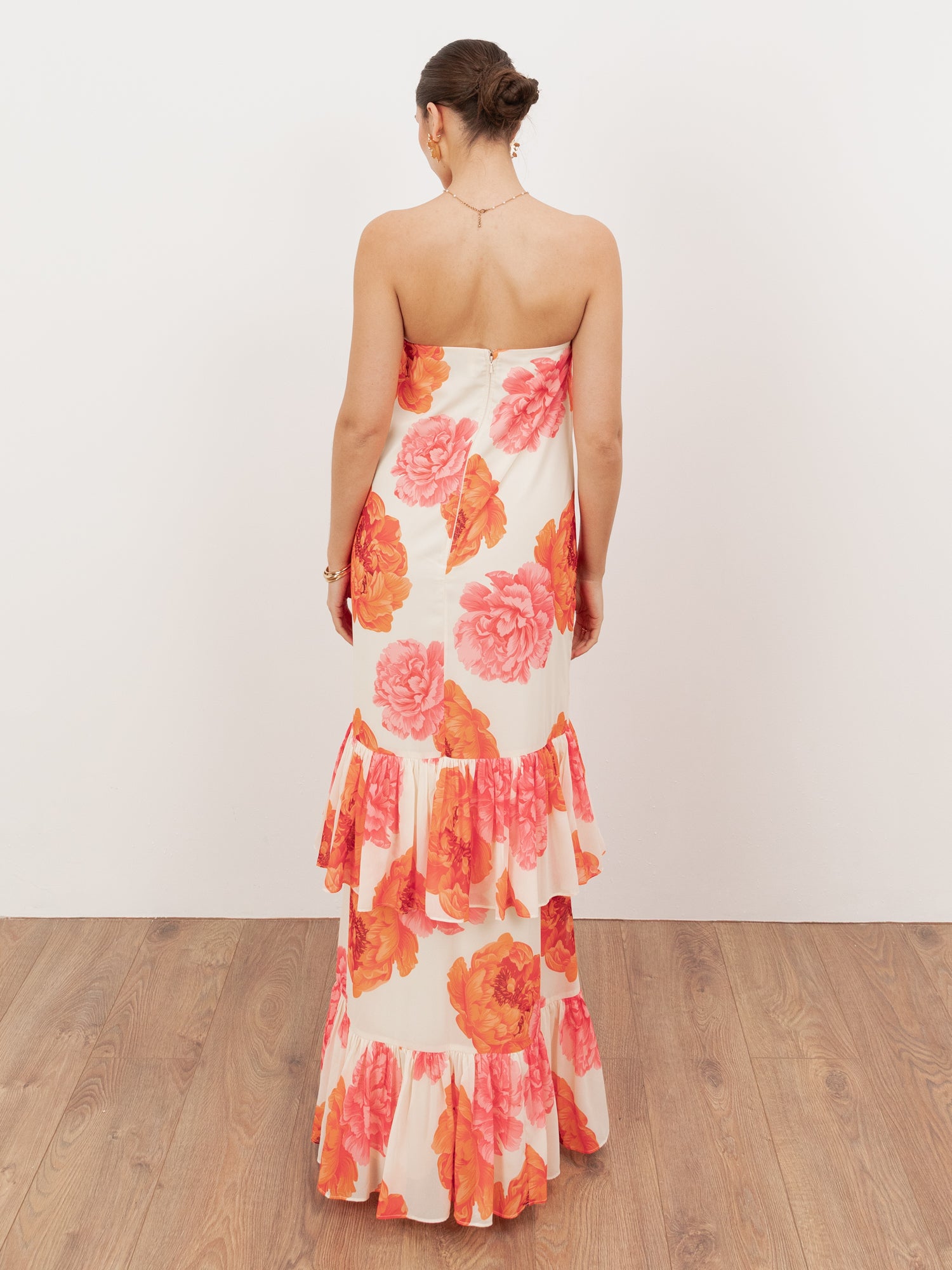 Anaya With Love Recycled Floral Bandeau Ruffle Maxi Dress