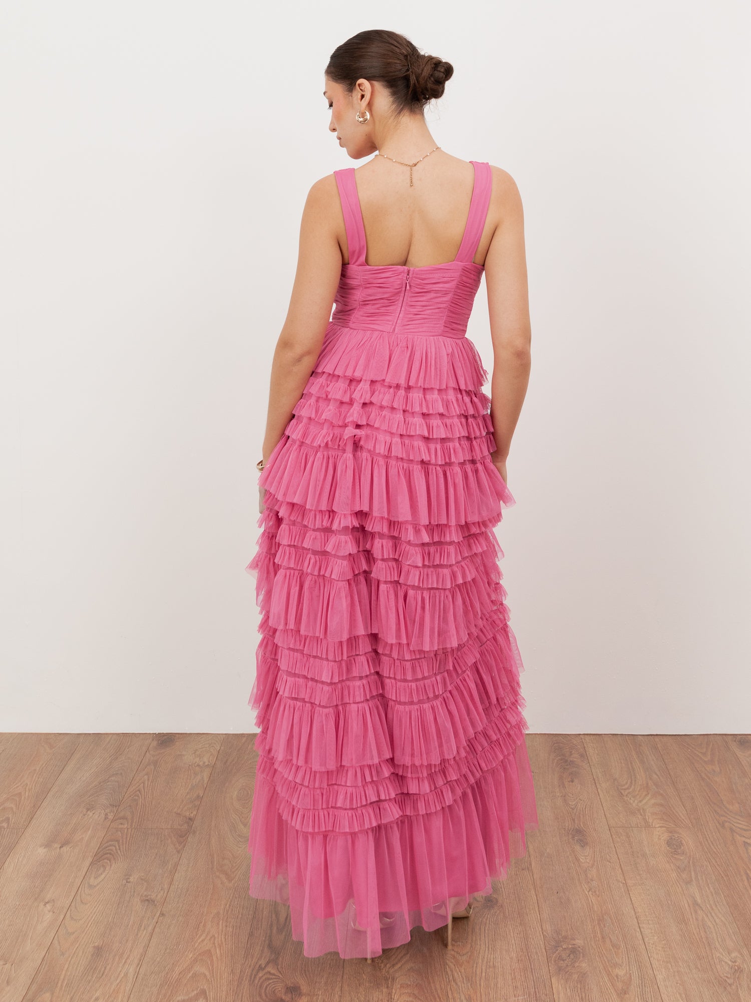Anaya With Love Recycled Pink Sleeveless Tiered Maxi Dress