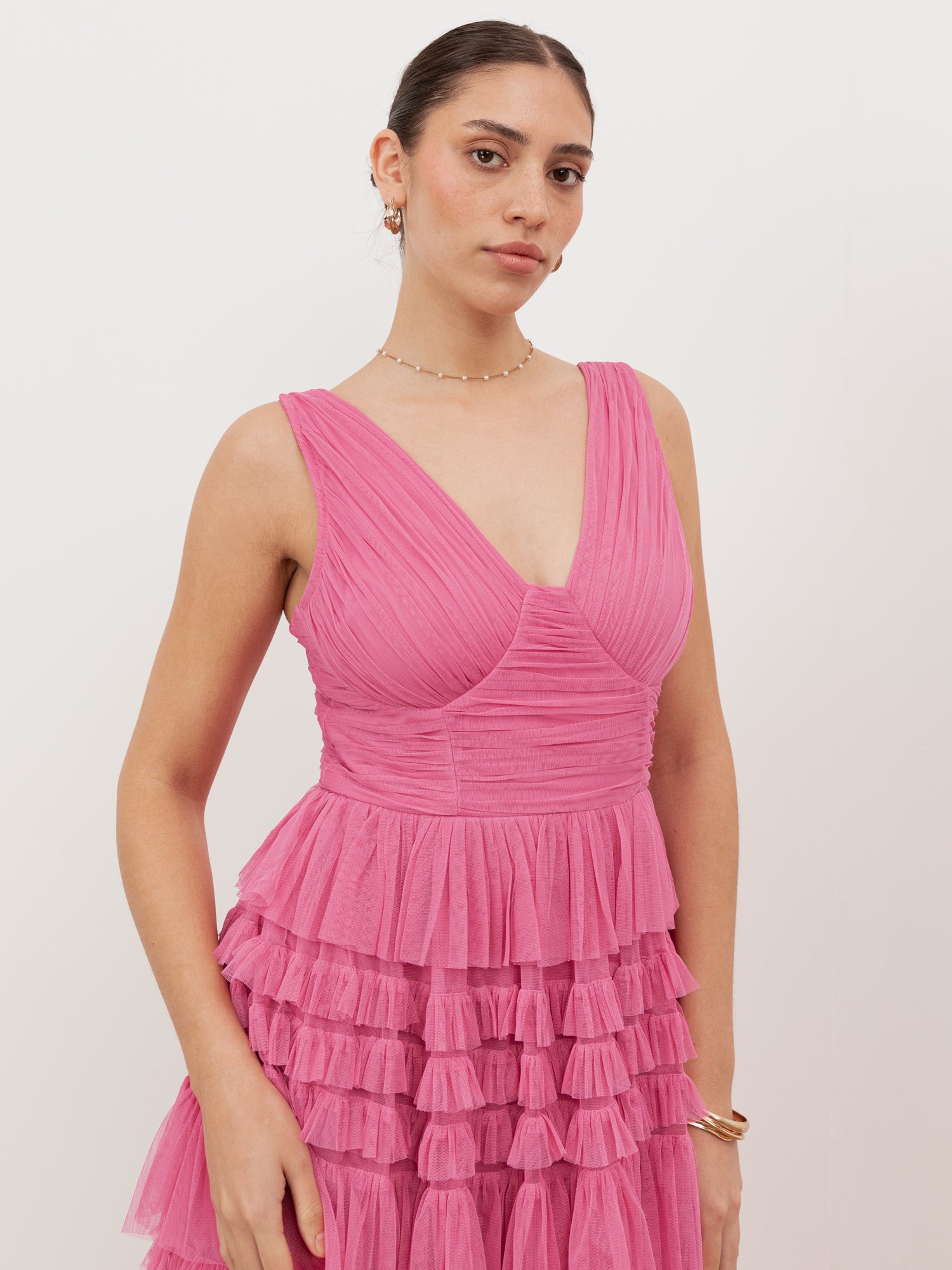 Anaya With Love Recycled Pink Sleeveless Tiered Maxi Dress