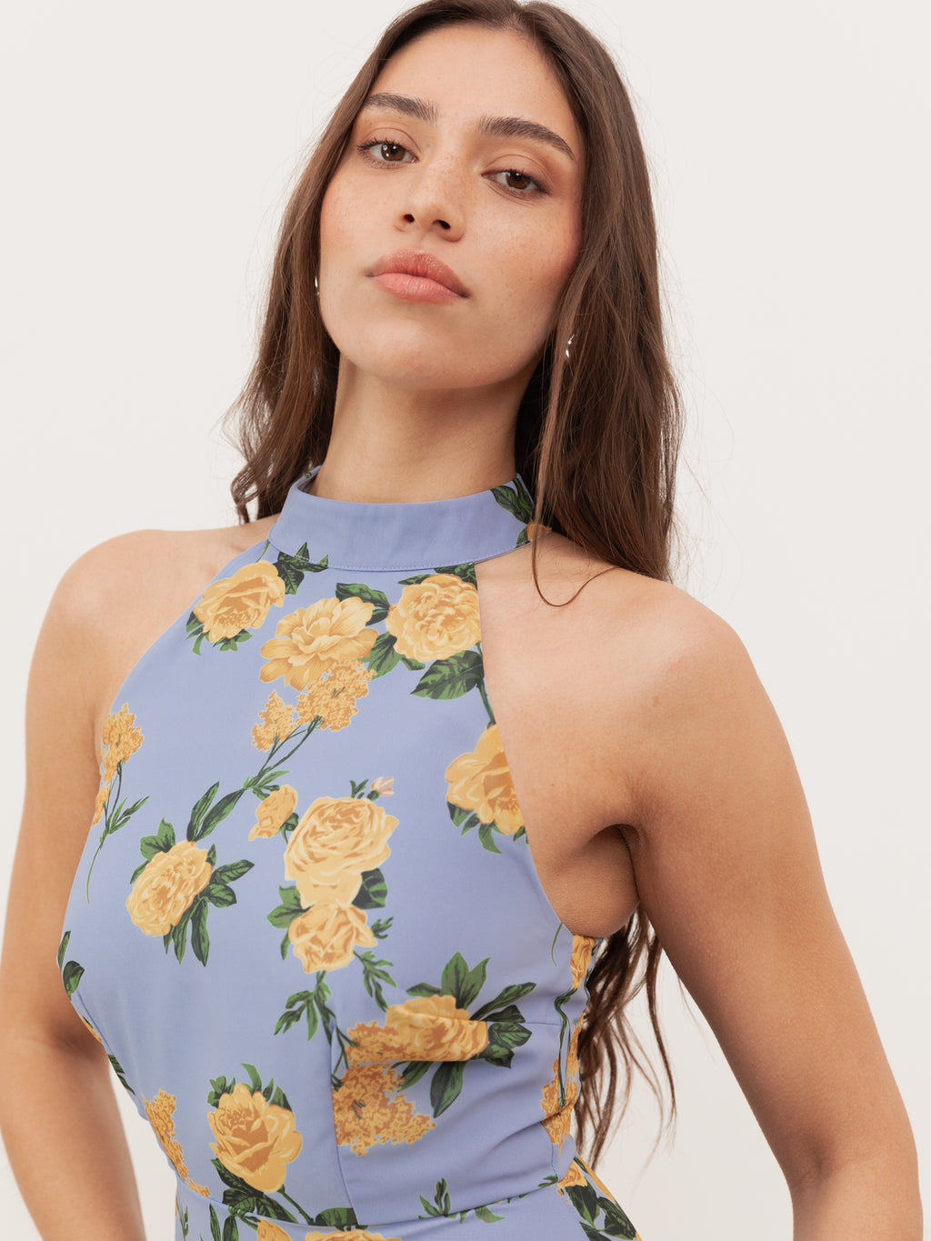 Anaya With Love Recycled Floral Print Halter Neck Tiered Maxi Dress