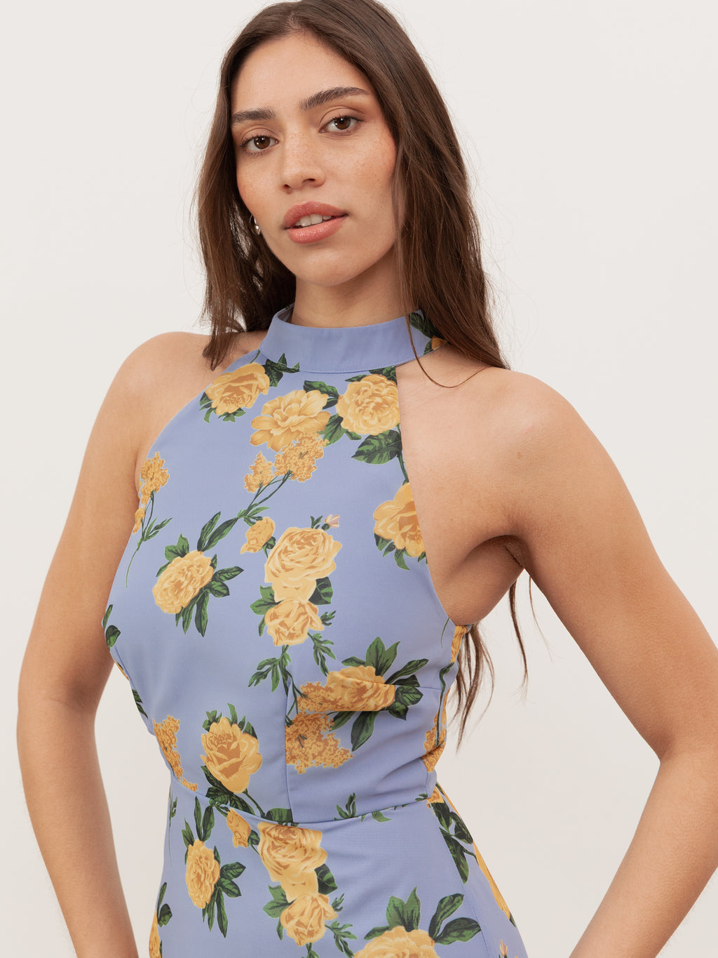 Anaya With Love Recycled Floral Print Halter Neck Tiered Maxi Dress