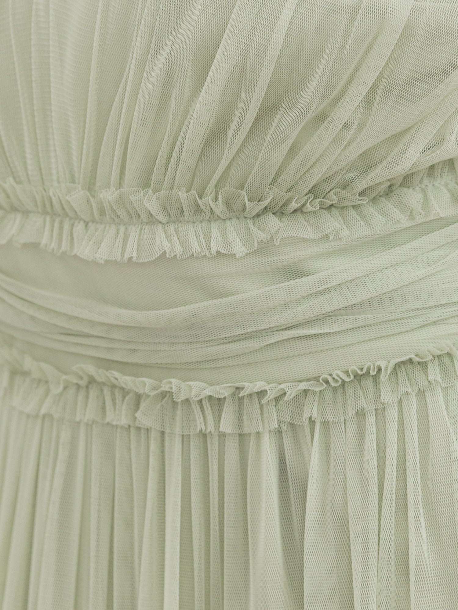 Anaya With Love Recycled Soft Sage V Neck Ruffle Maxi Dress