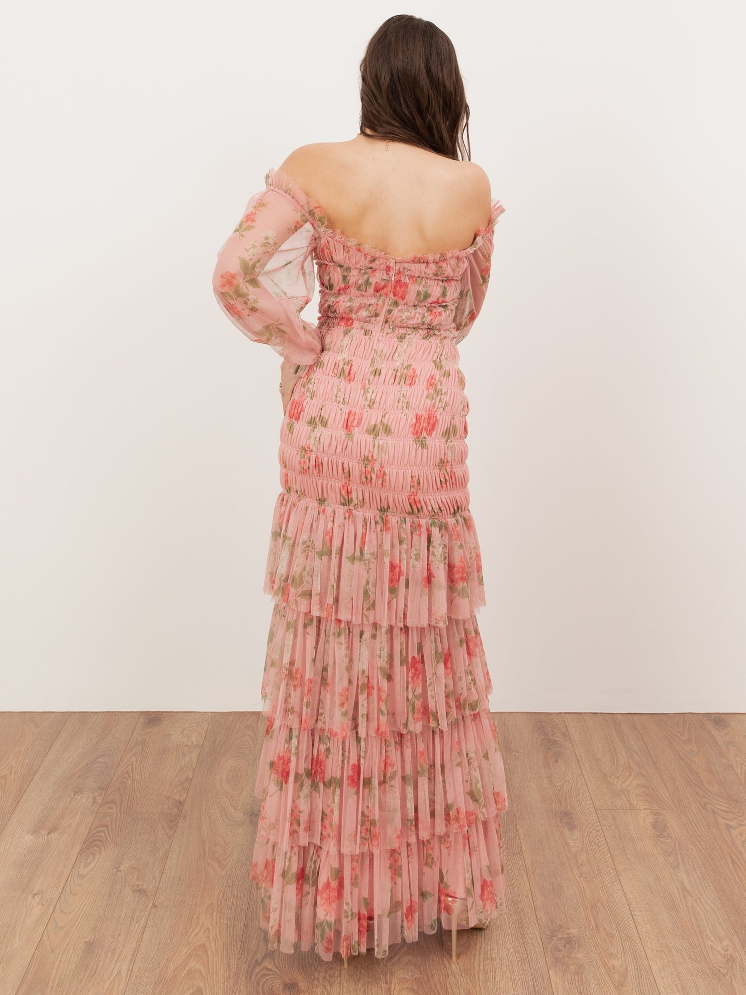 Anaya With Love Recycled Floral Long Sleeve Bardot Maxi Dress