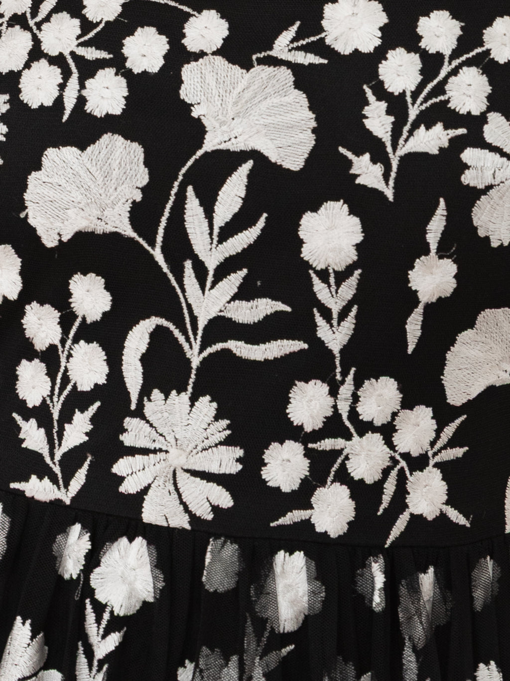 Maya Black Floral Embroidered Short Sleeve Midaxi Dress