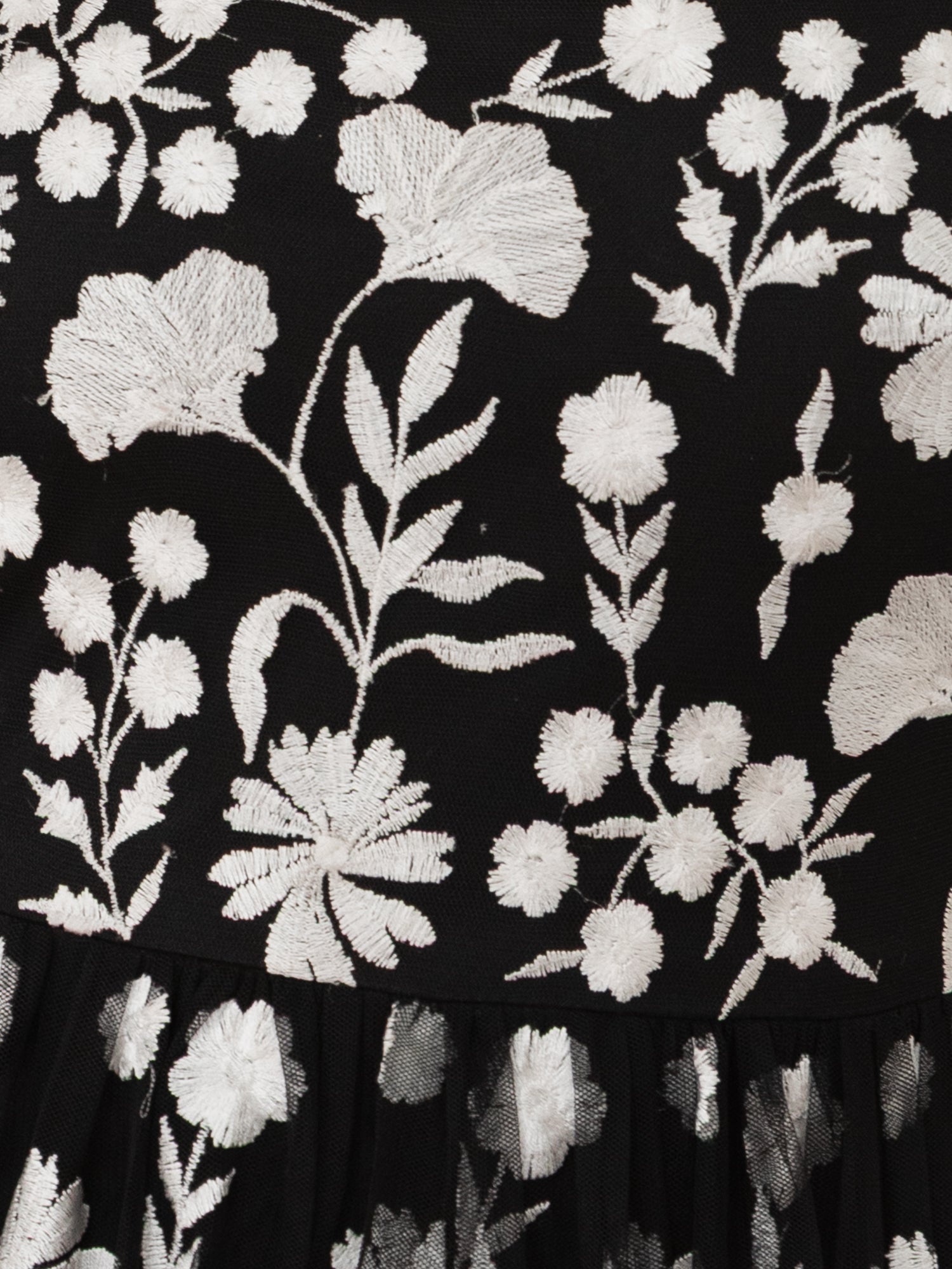 Maya Black Floral Embroidered Short Sleeve Midaxi Dress