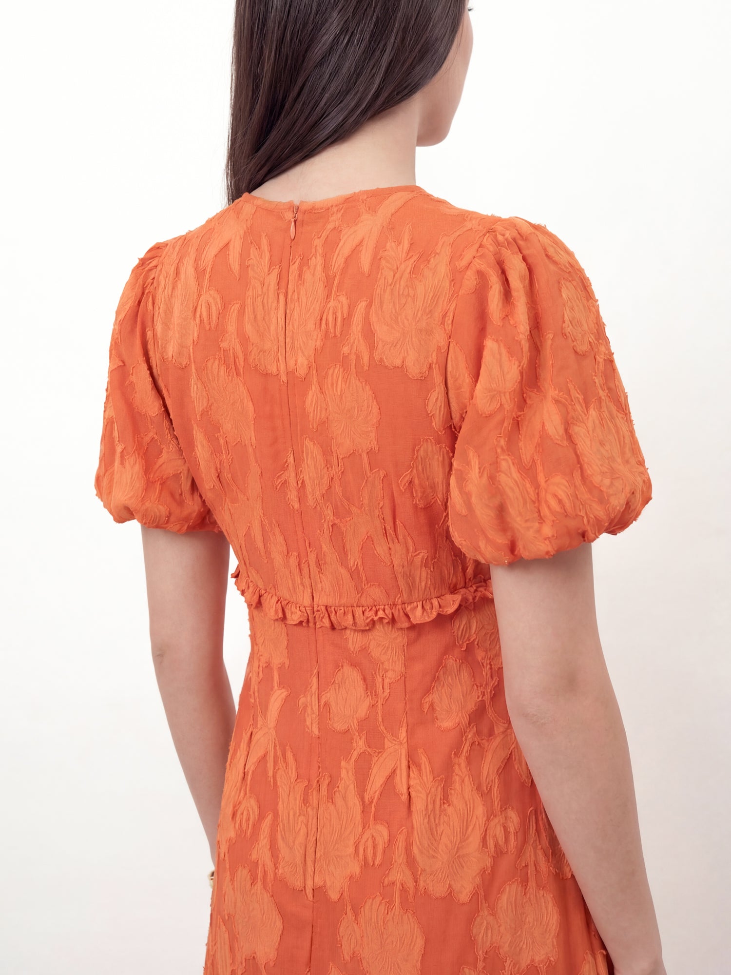 Anaya With Love Recycled Orange Floral Burnout Short Sleeve Maxi Dress