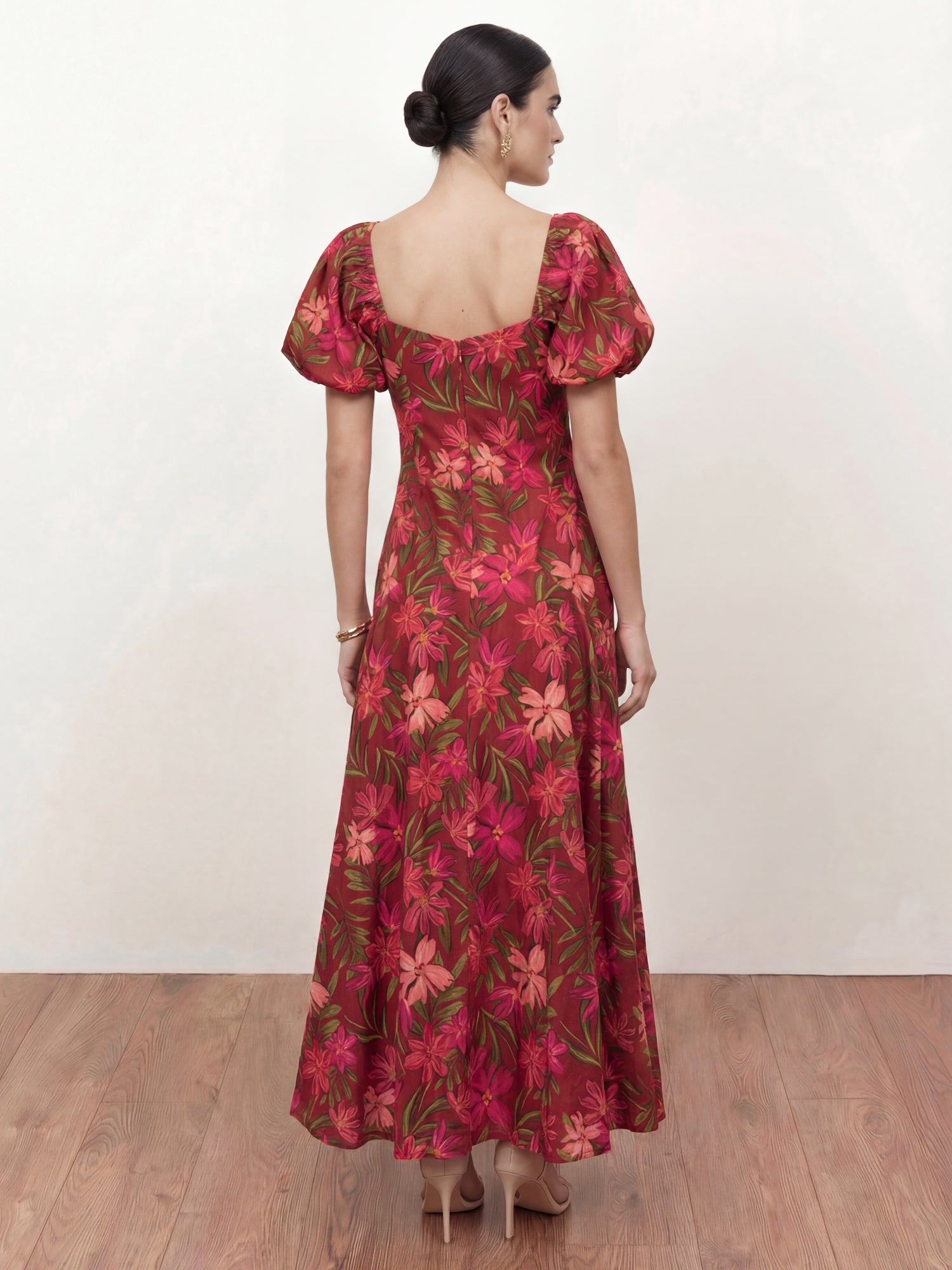 Anaya With Love Recycled Tropical Print Short Sleeve Ruched Midaxi Dress
