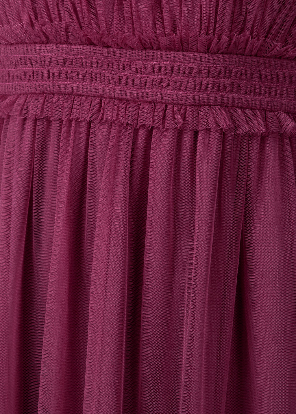 Anaya With Love Recycled Cerise Square Neck Short Sleeve Tulle Midaxi Dress