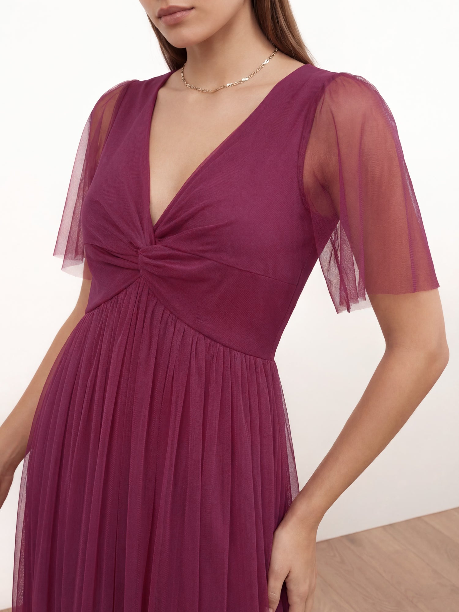 Anaya With Love Recycled Cerise Twist Detail Maxi Dress
