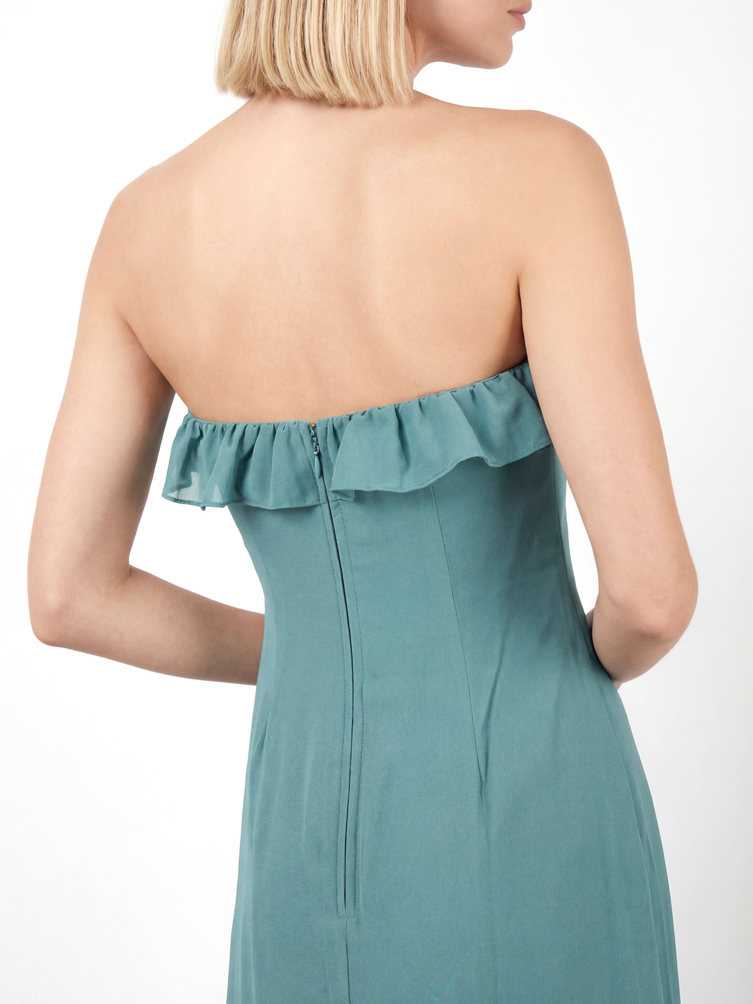 Maya Turquoise Floral Embroidered Bandeau Maxi Dress