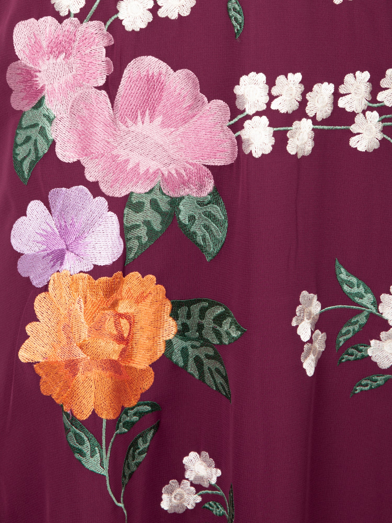 Maya Deep Pink Floral Embroidered Cape Sleeve Tie Back Maxi Dress