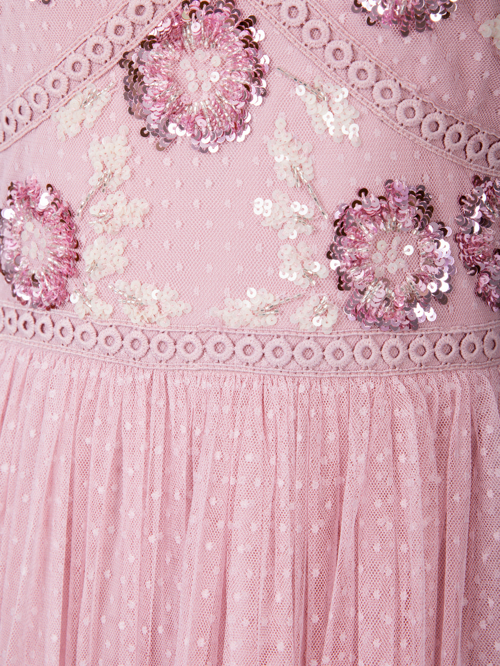 Maya Soft Pink Floral Embellished Spot Mesh Cami Maxi Dress