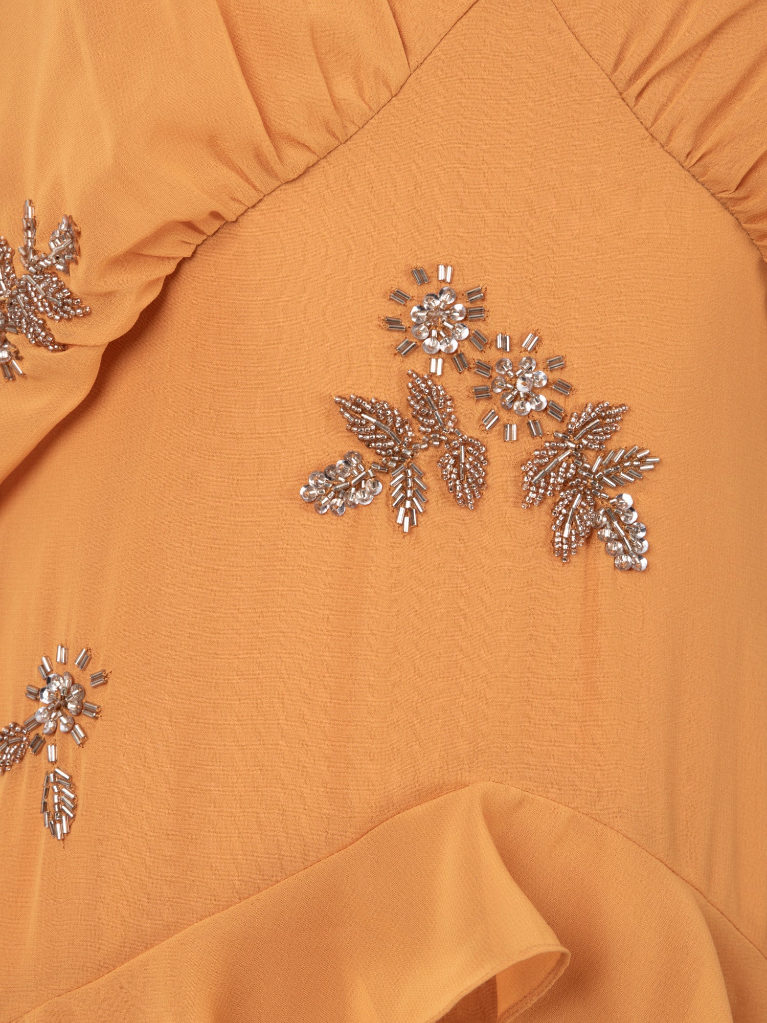 Maya Amber Floral Embellished V Neck Kimono Sleeve Ruffled Maxi Dress