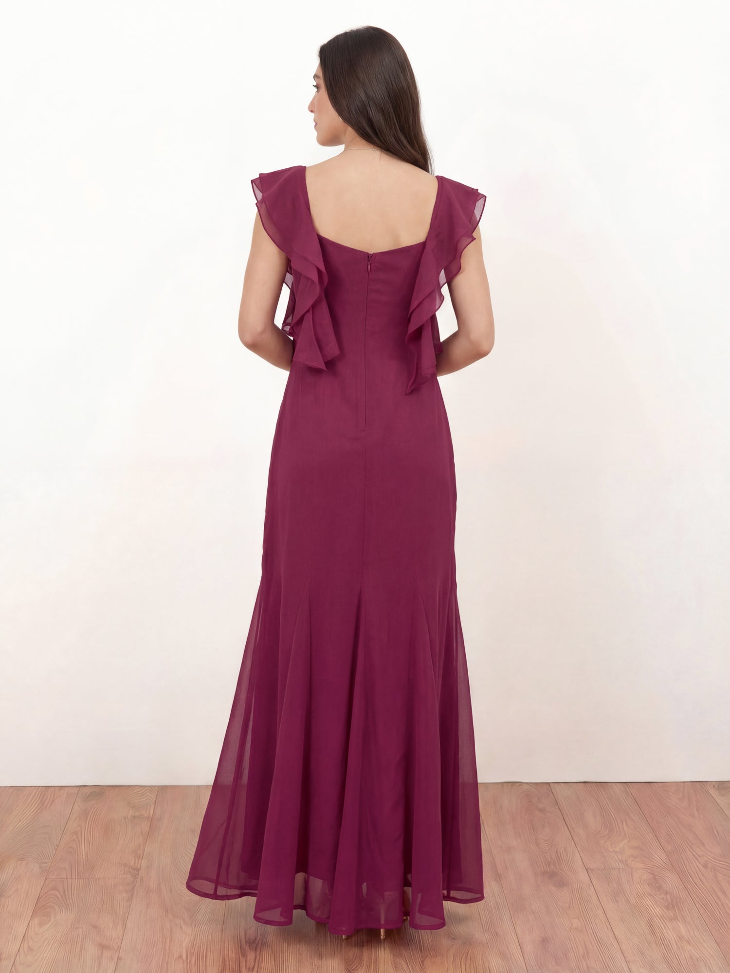 Maya Deep Pink Floral Embroidered Strappy Godet Maxi Dress