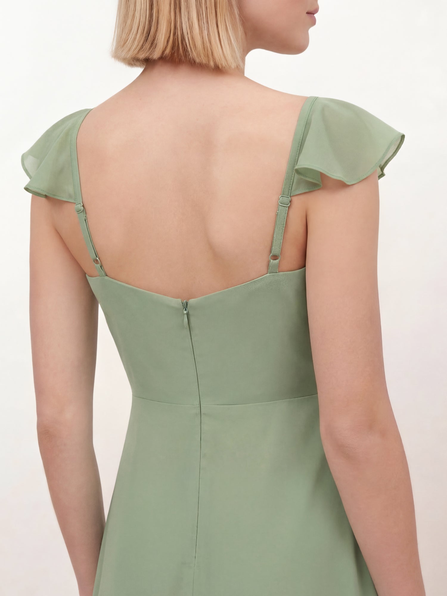 Maya Olive Sage Floral Embellished Waterfall Ruffle Maxi Dress