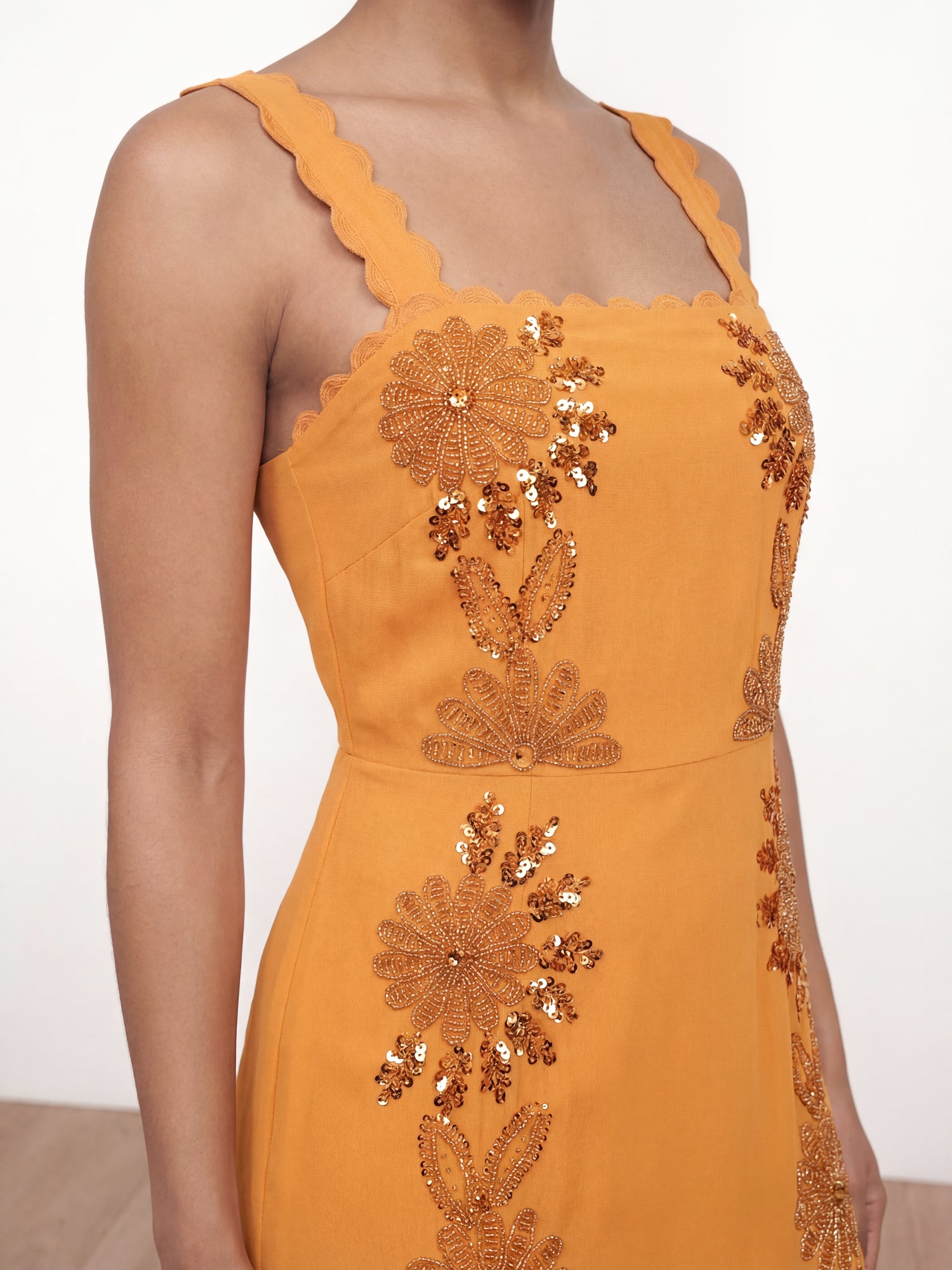 Maya Amber Embellished Square Neck Strappy Midaxi Dress
