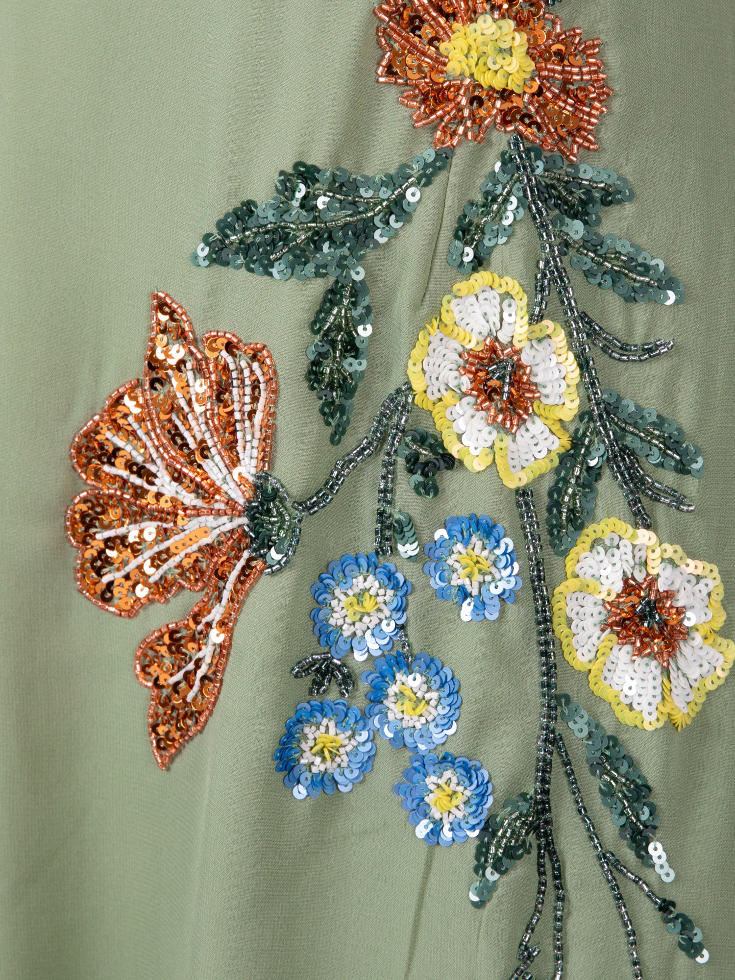 Maya Olive Sage Flower Embellished Tie Back Midaxi Slip Dress