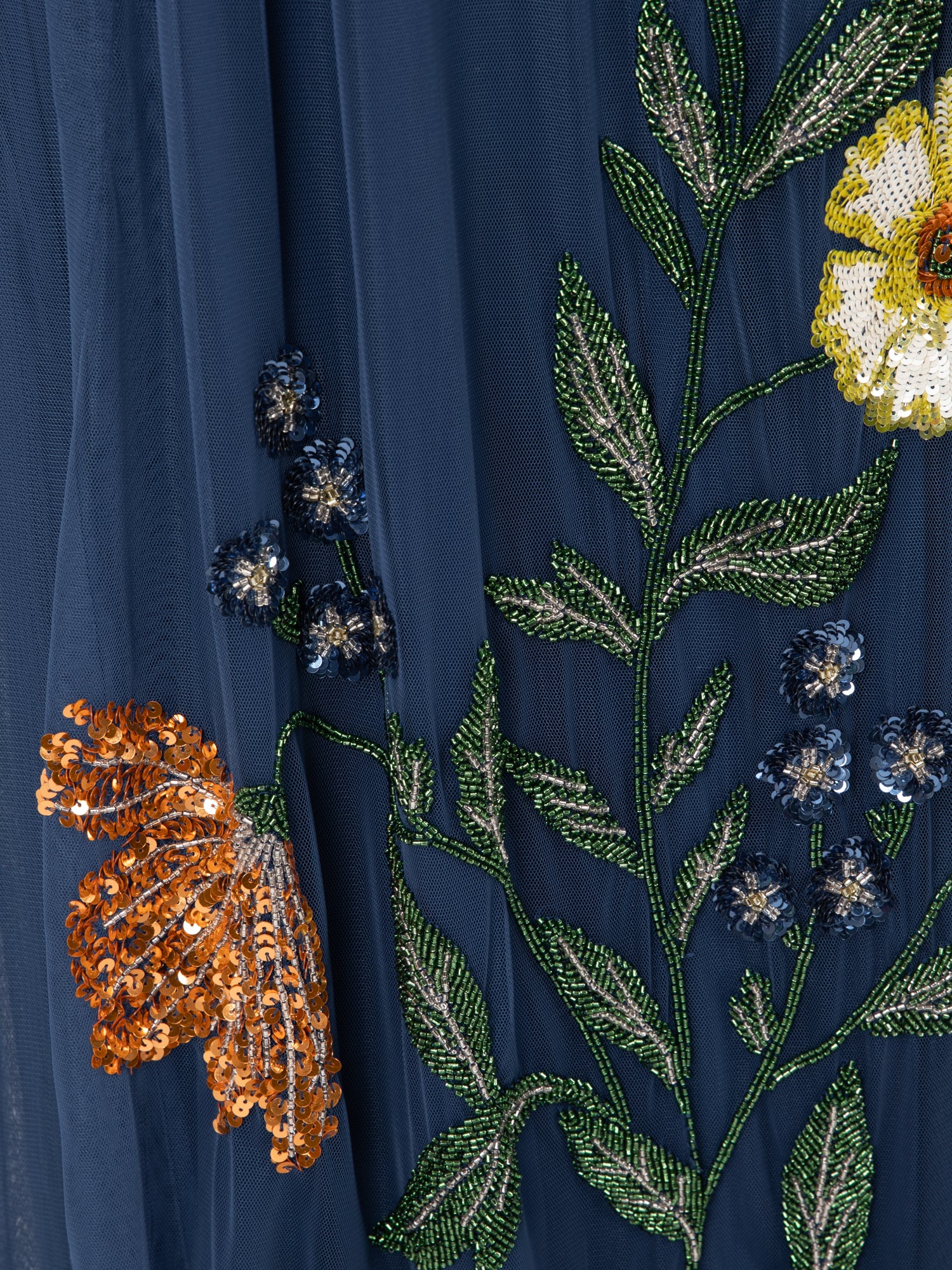 Maya Blue Floral Embellished Halter Neck Trapeze Maxi Dress