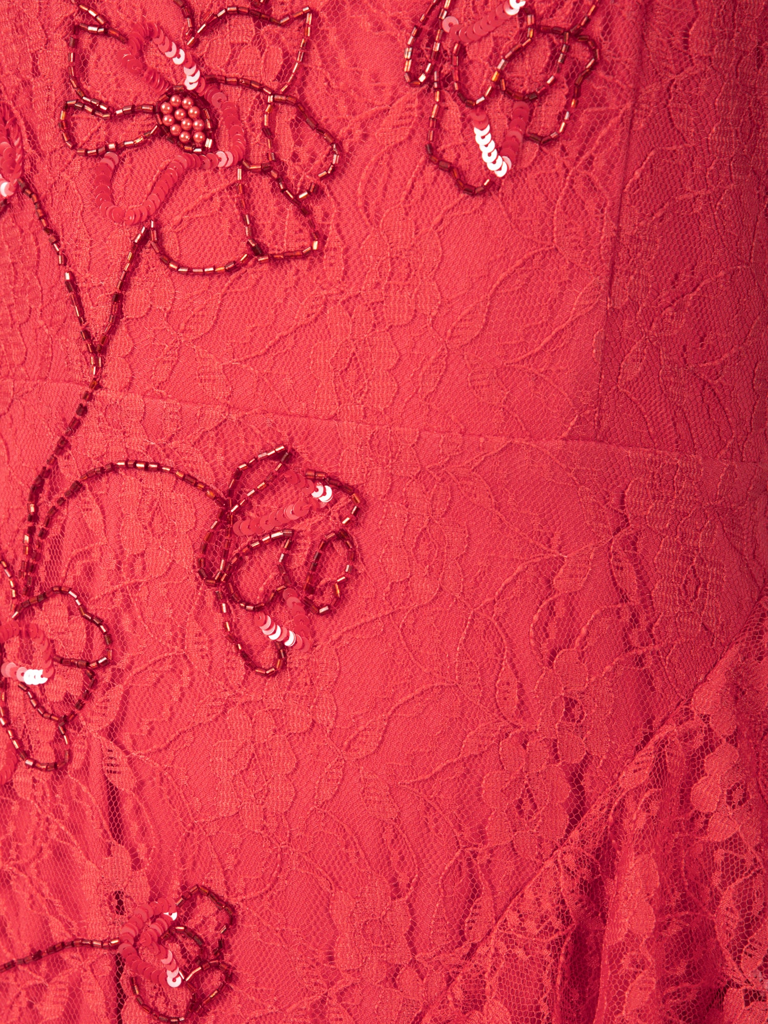 Maya Red Embellished Halter Neck Lace Maxi Dress