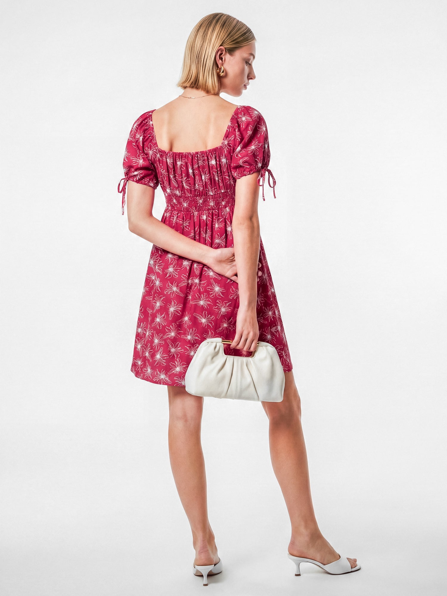 Lovedrobe Hot Pink Floral Square Neck Mini Dress