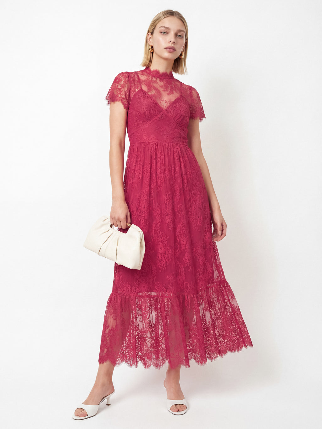 Lovedrobe Hot Pink Lace Midaxi Dress