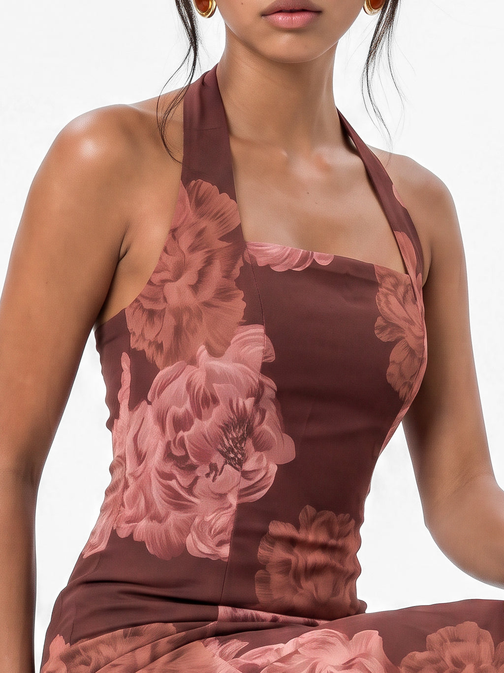 Anaya With Love Recycled Floral Print Halter Neck Tiered Midaxi Dress