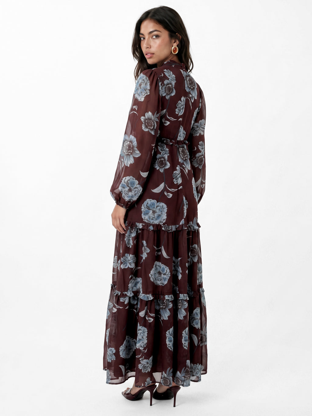 Anaya With Love Recycled Floral High Neck Tiered Maxi Dress