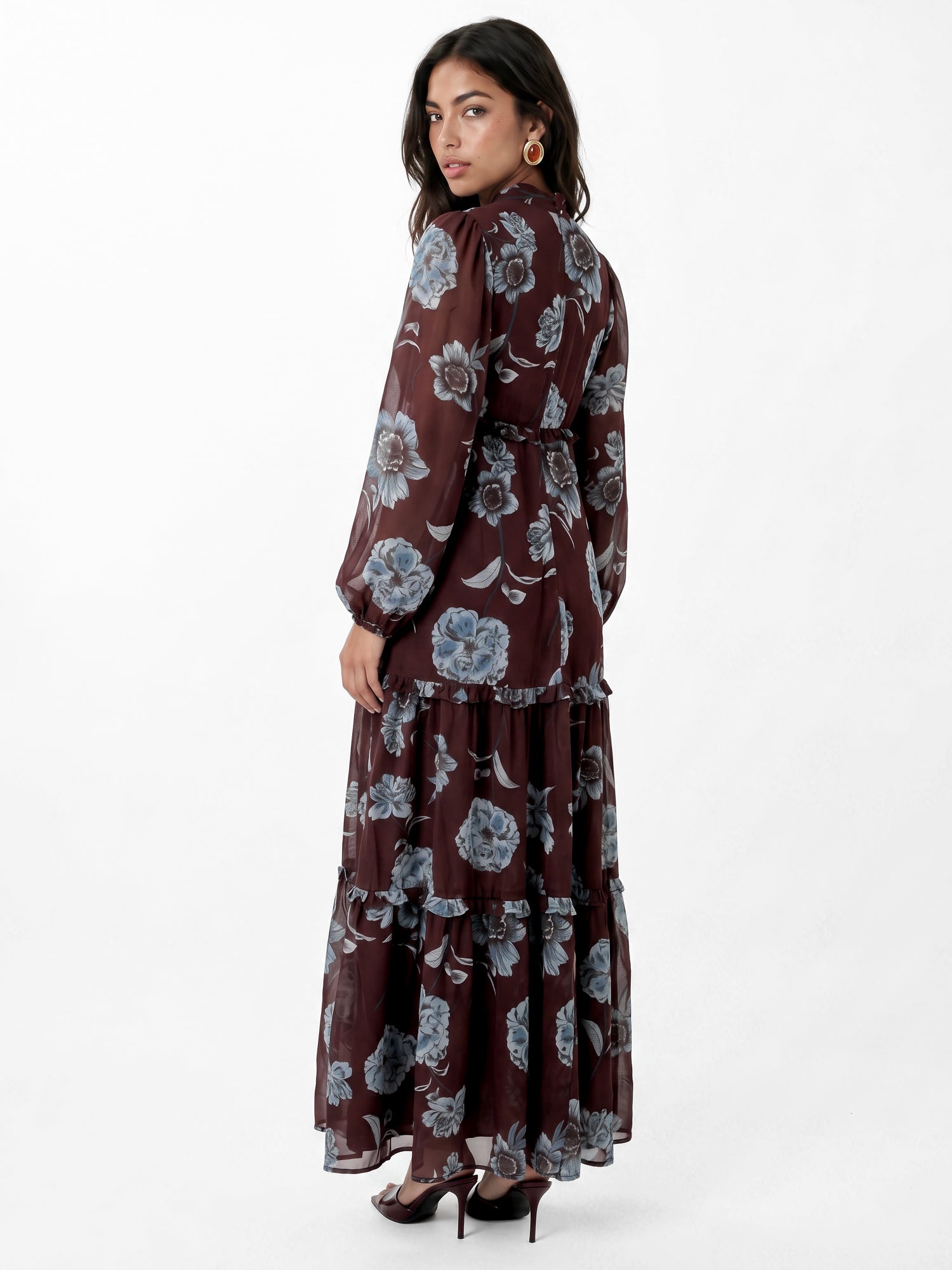Anaya With Love Recycled Floral High Neck Tiered Maxi Dress