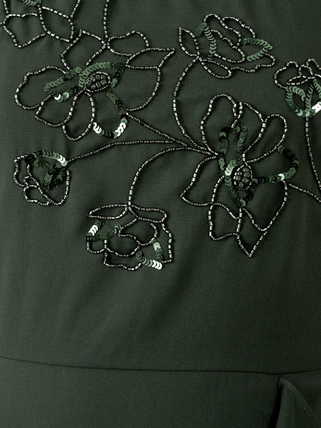 Maya Forest Green Embellished One Shoulder Ruffle Midaxi Dress