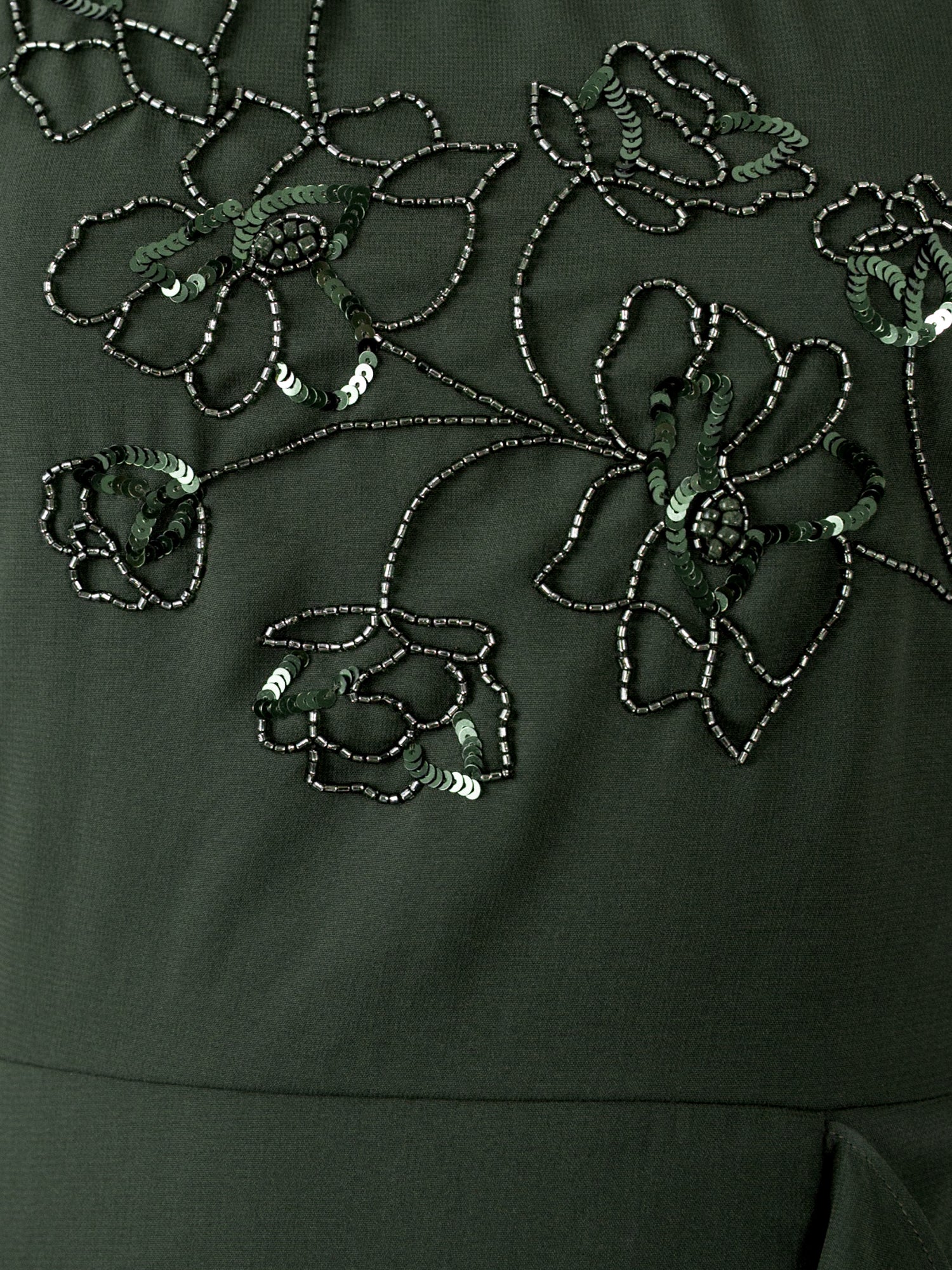 Maya Forest Green Embellished One Shoulder Ruffle Midaxi Dress