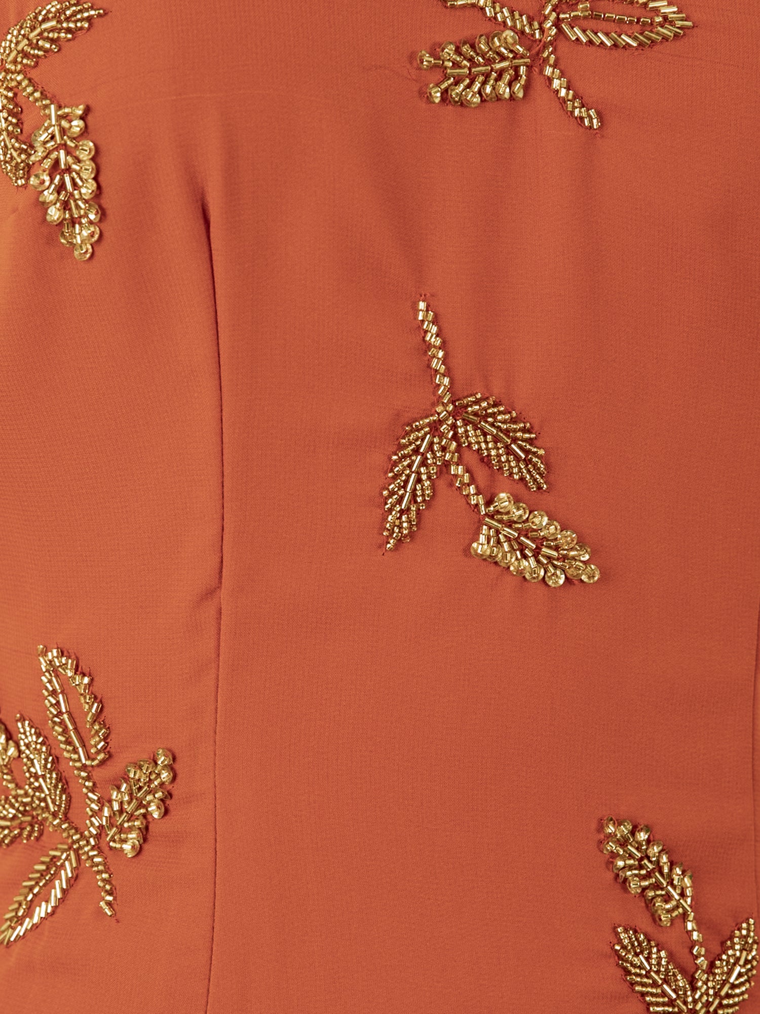 Maya Burnt Orange Embellished Halter Neck & Open Back Maxi Dress