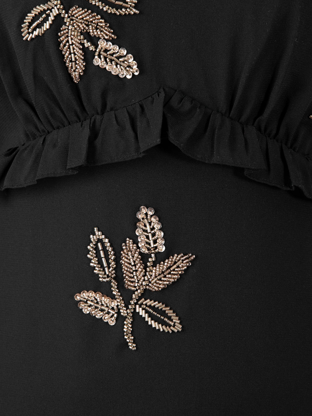 Maya Black Leaf Embellished 3/4 Bell Sleeve Maxi Dress