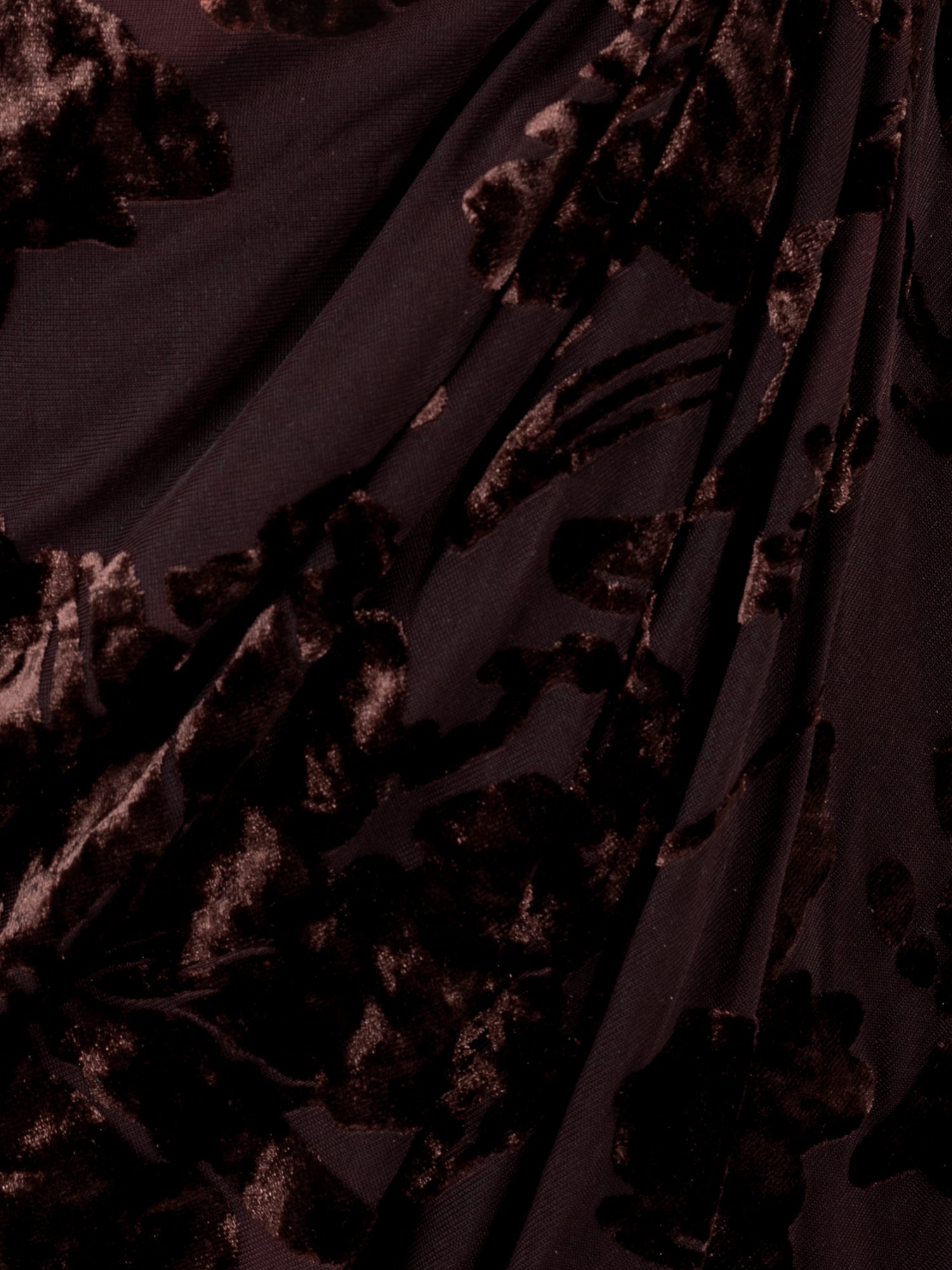 Lovedrobe Brown Floral Velvet Devore Faux Wrap Midaxi Dress