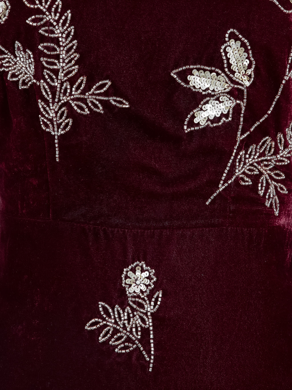 Maya Wine Floral Embellished Cowl Back Velvet Midaxi Dress