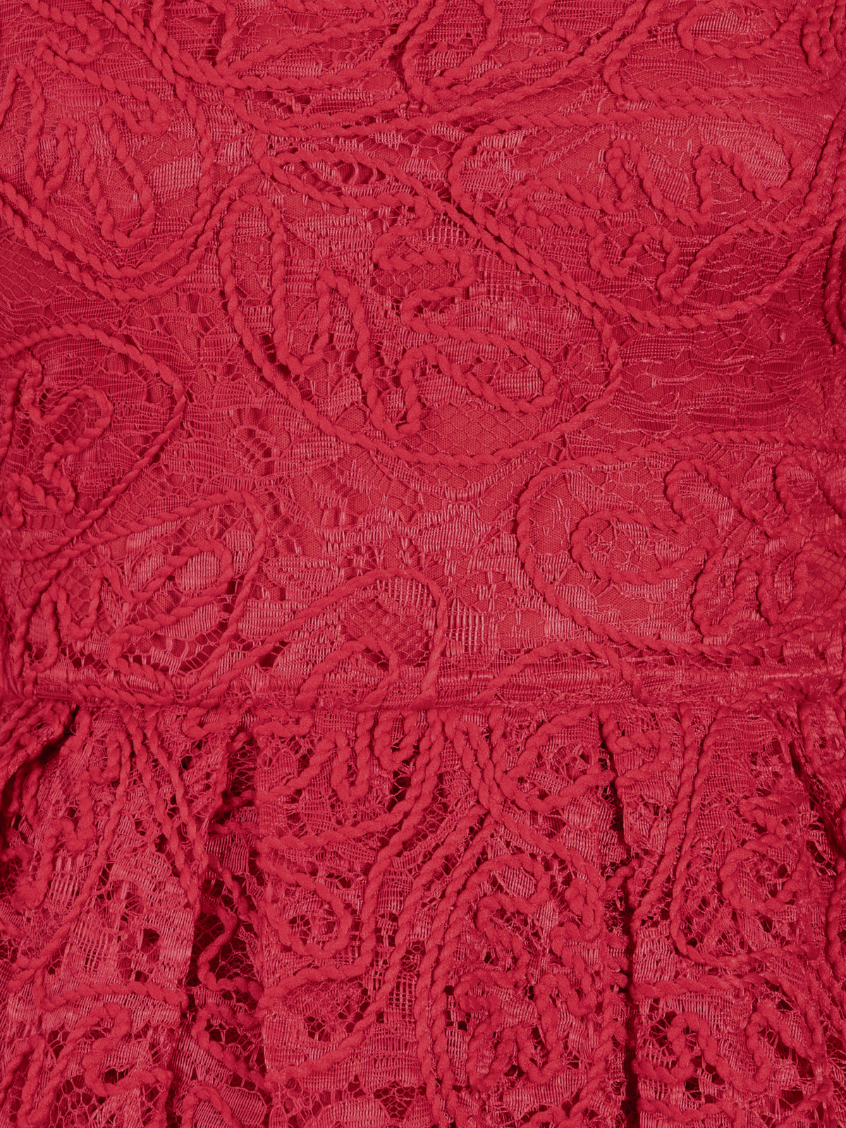 Maya Red Textured Lace Bandeau Midaxi Dress with Pockets