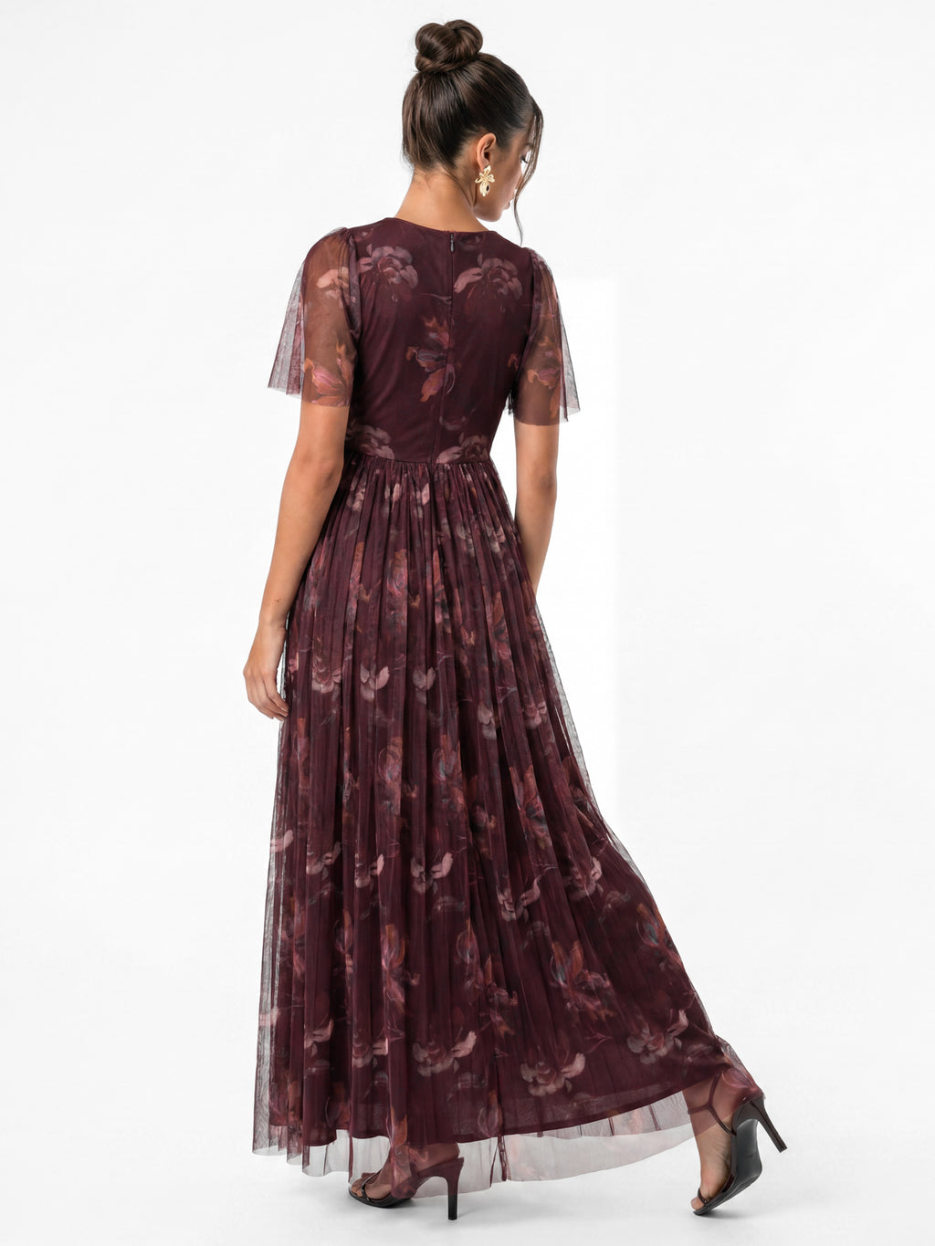 Anaya With Love Recycled Fig Floral Print Twist Detail Maxi Dress