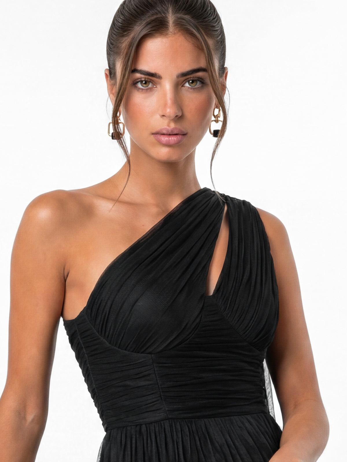 Anaya With Love Recycled Black Cutout One Shoulder Maxi Dress