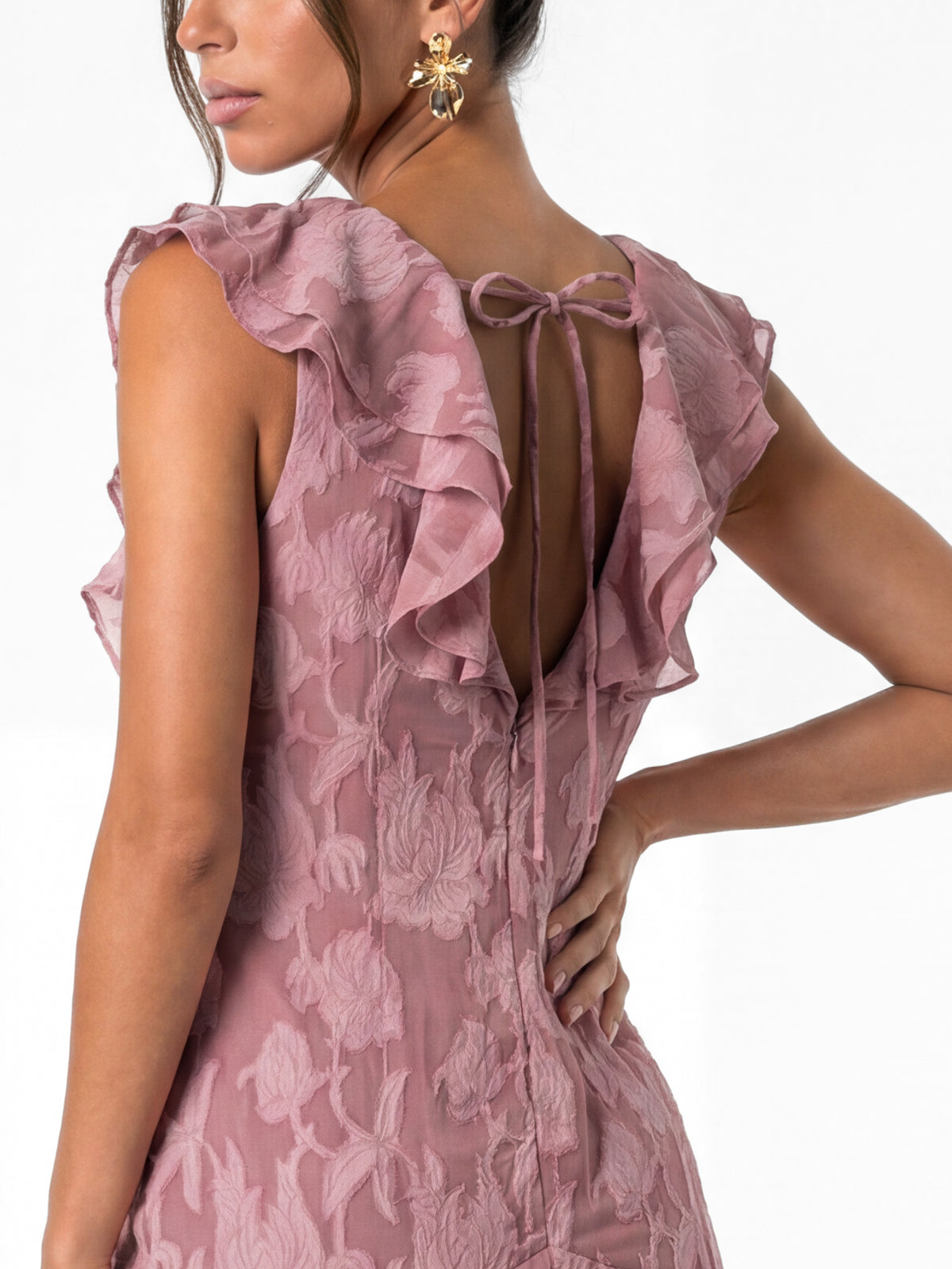 Anaya With Love Recycled Twilight Mauve V Neck Tiered Maxi Dress
