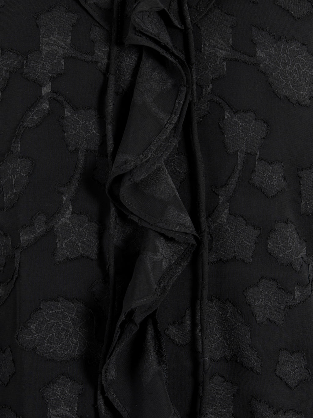 Lovedrobe Black Floral Burnout Raglan Sleeve Ruffle Blouse