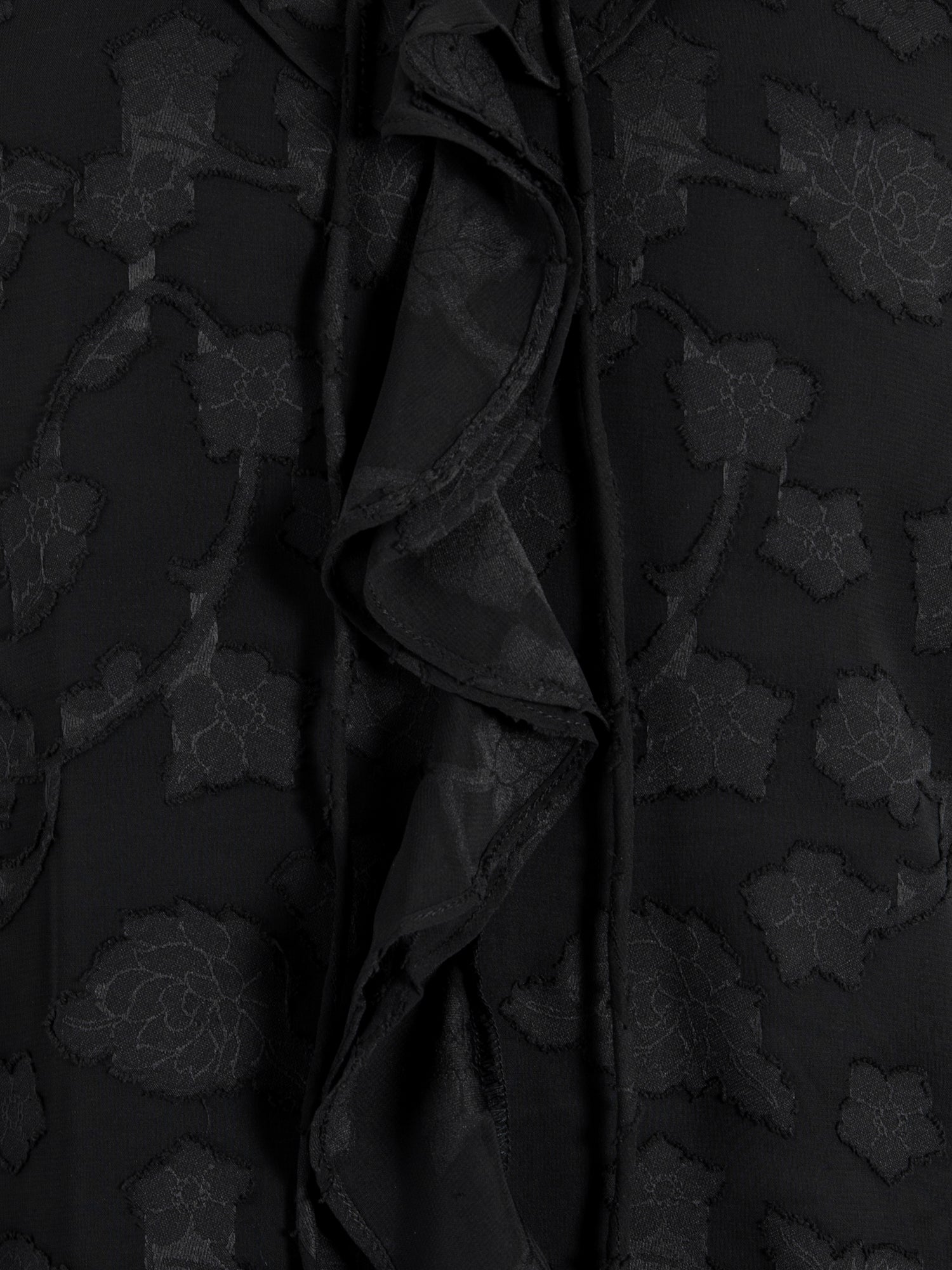 Lovedrobe Black Floral Burnout Raglan Sleeve Ruffle Blouse