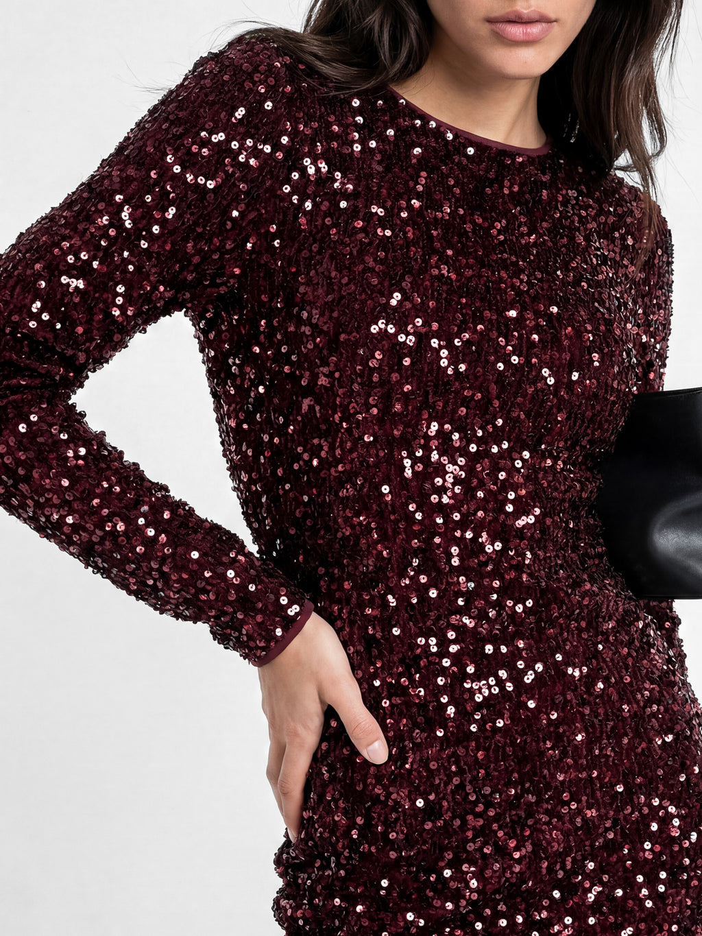 Lovedrobe Berry Embellished V-Back Velvet Bodycon Mini Dress