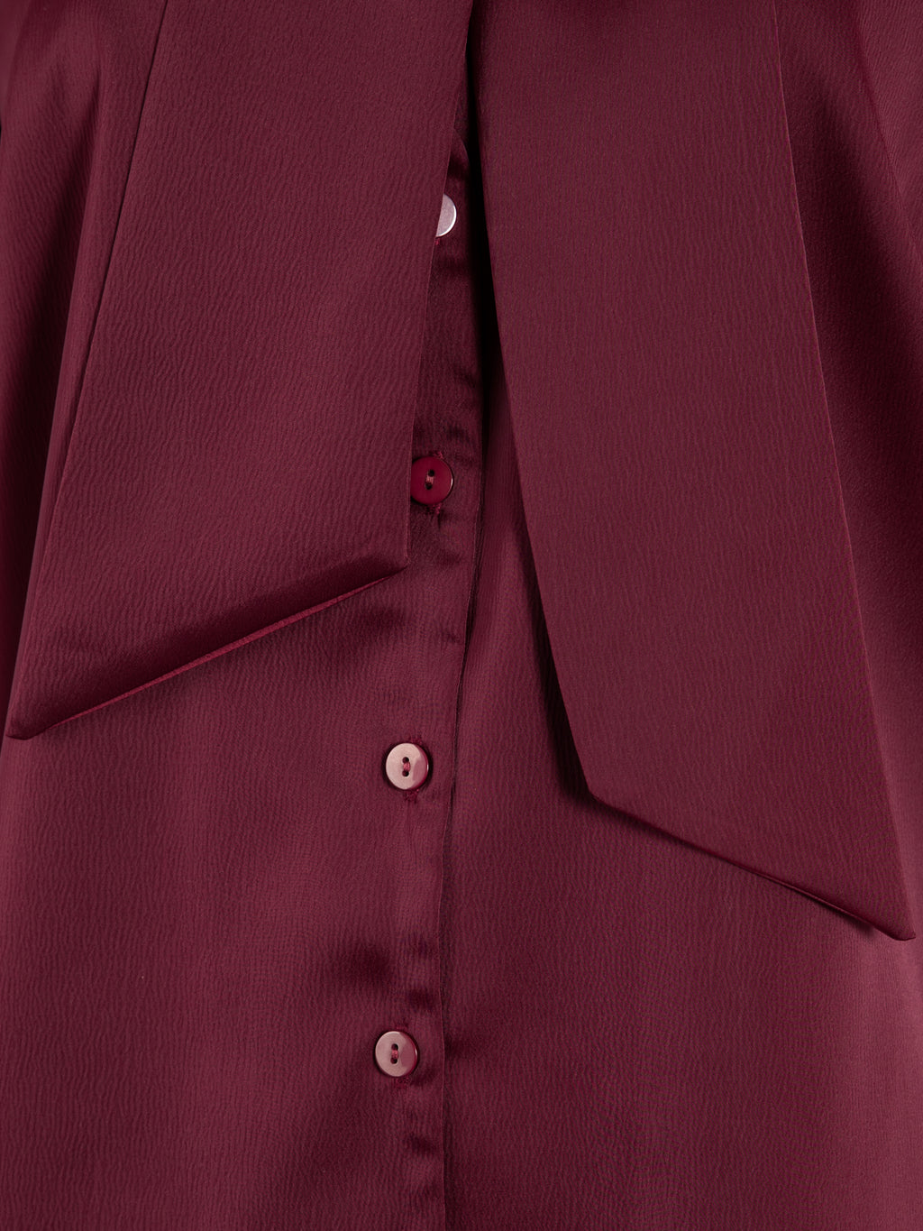 Lovedrobe Berry Pussybow Collar & Feather Cuffs Satin Blouse