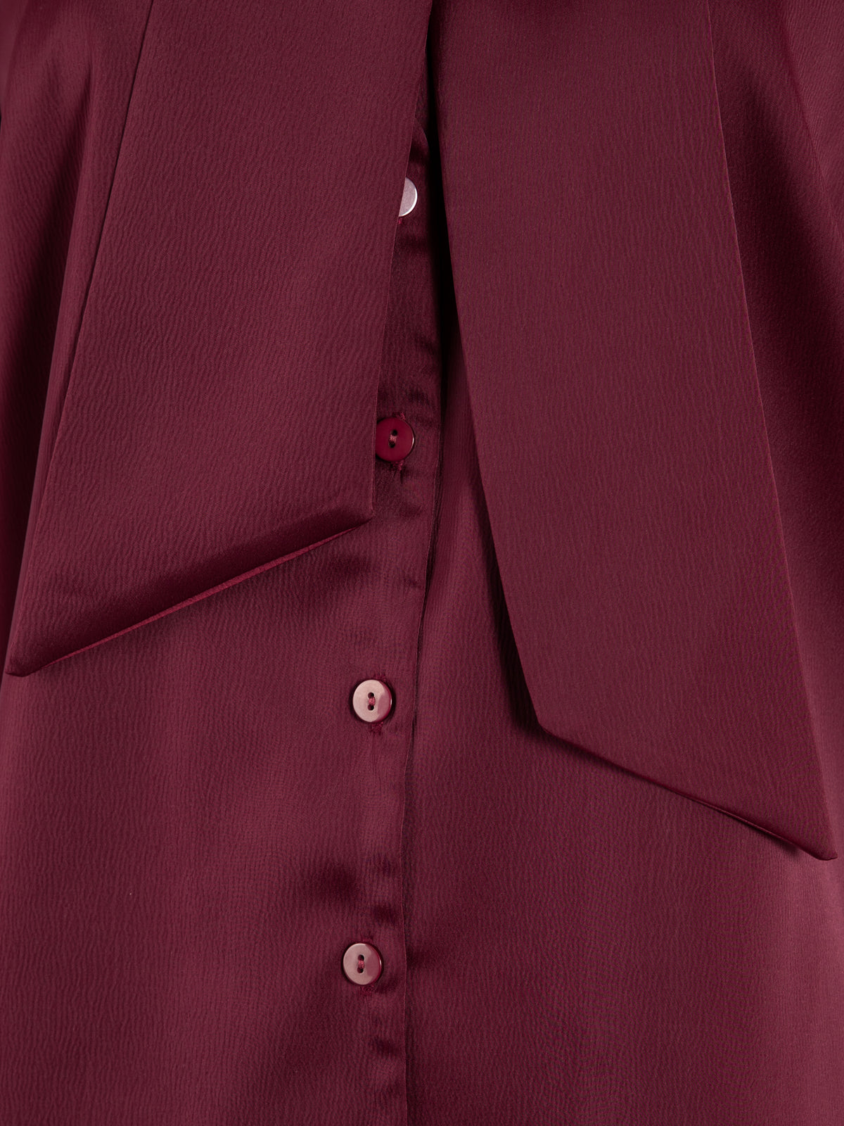 Lovedrobe Berry Pussybow Collar & Feather Cuffs Satin Blouse