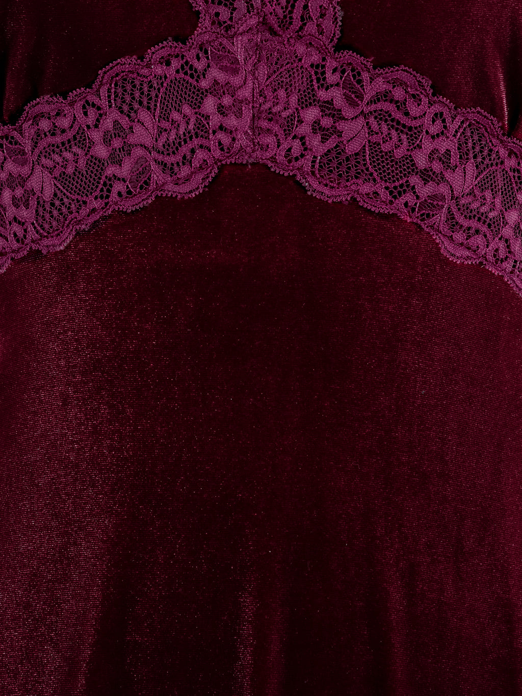 Lovedrobe Berry Short Sleeve V Neck Lace Trim Velvet Midaxi Dress